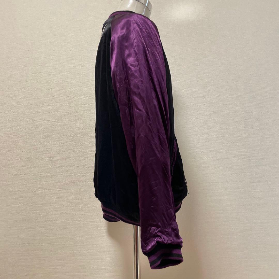 絡繰魂 × ベティブープ　スカジャン　リバーシブル　黒　紫　刺繍　XLサイズ