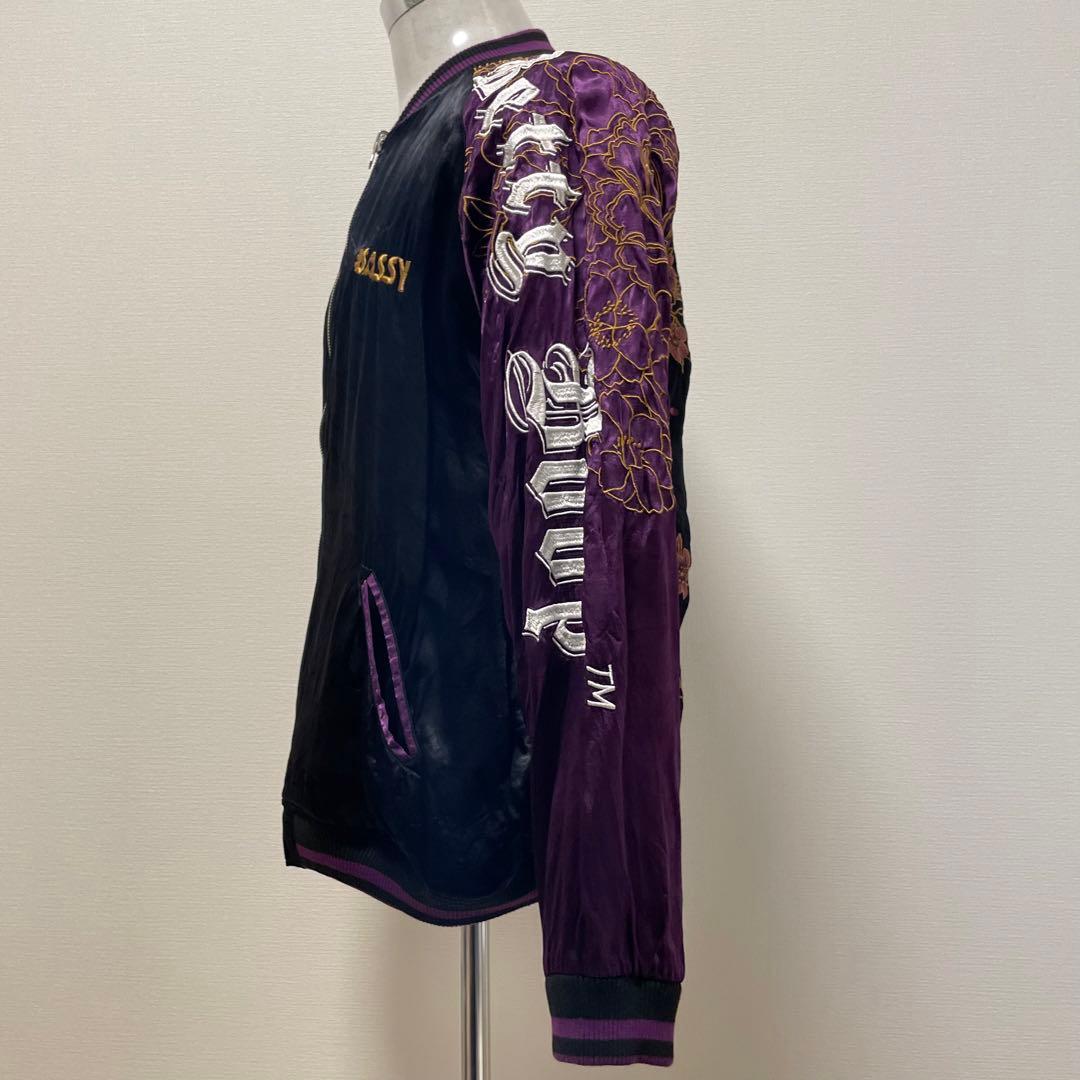 絡繰魂 × ベティブープ　スカジャン　リバーシブル　黒　紫　刺繍　XLサイズ
