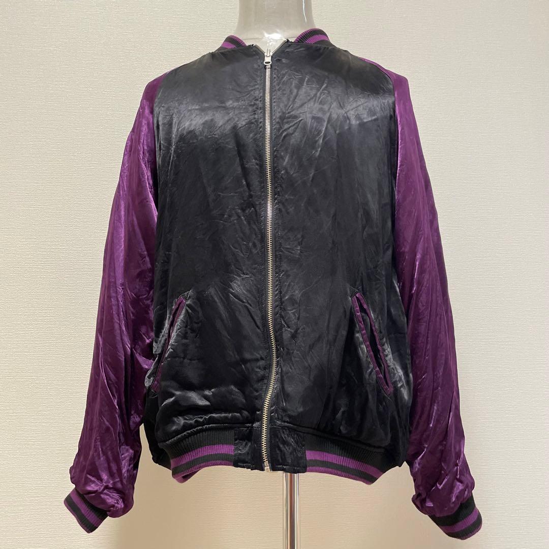 絡繰魂 × ベティブープ　スカジャン　リバーシブル　黒　紫　刺繍　XLサイズ