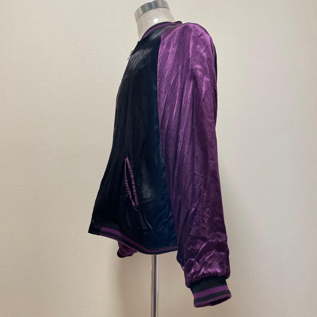 絡繰魂 × ベティブープ　スカジャン　リバーシブル　黒　紫　刺繍　XLサイズ