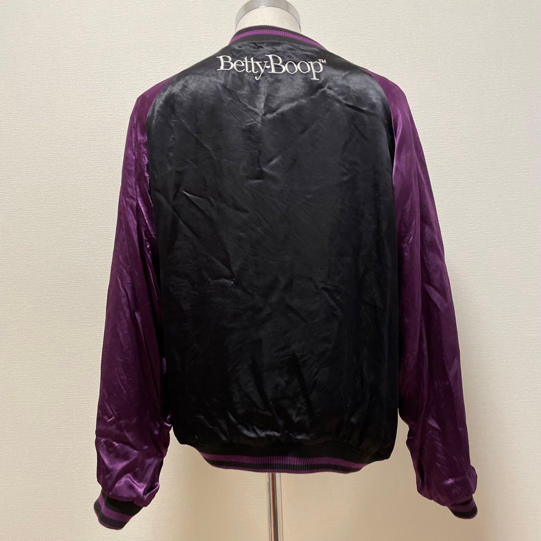 絡繰魂 × ベティブープ　スカジャン　リバーシブル　黒　紫　刺繍　XLサイズ