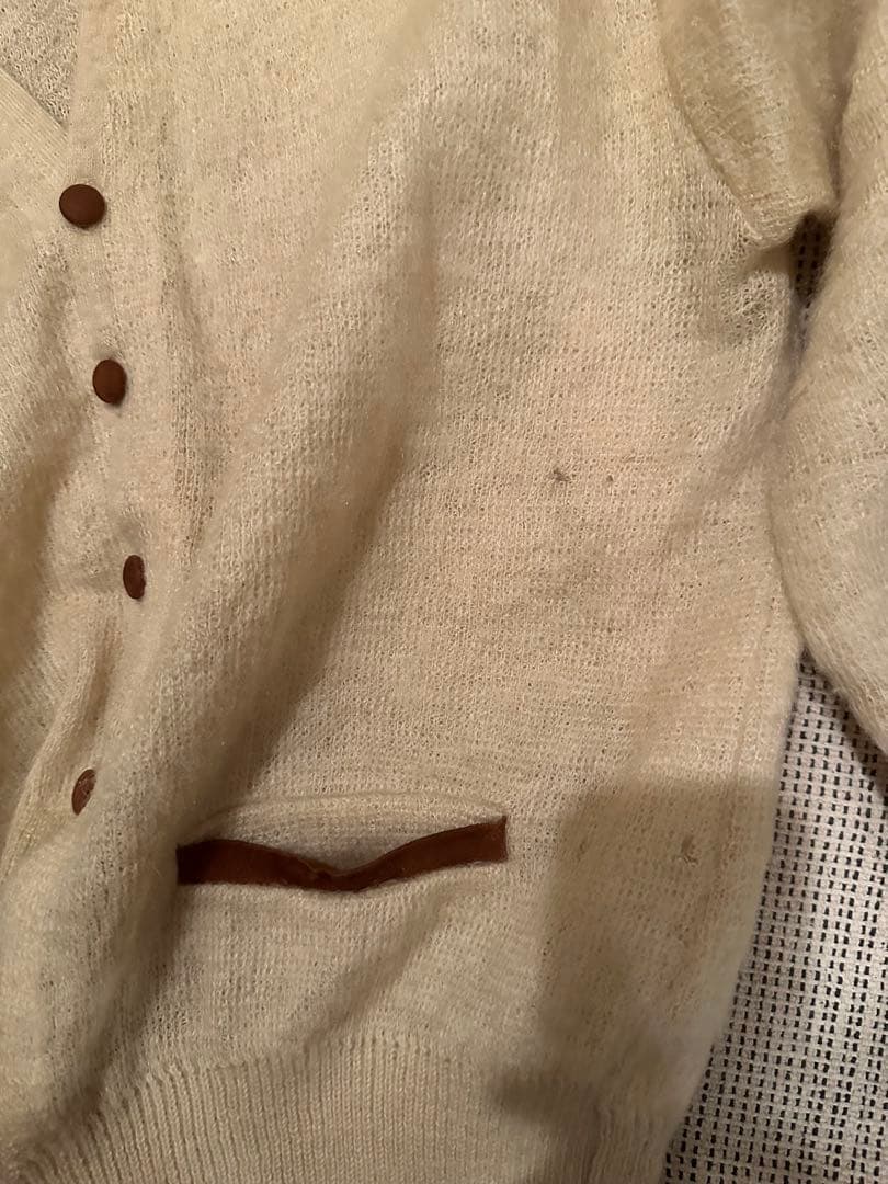 60s Sears モヘアカーディガン　毛足長　ポケット付き　エルボーパッチ付