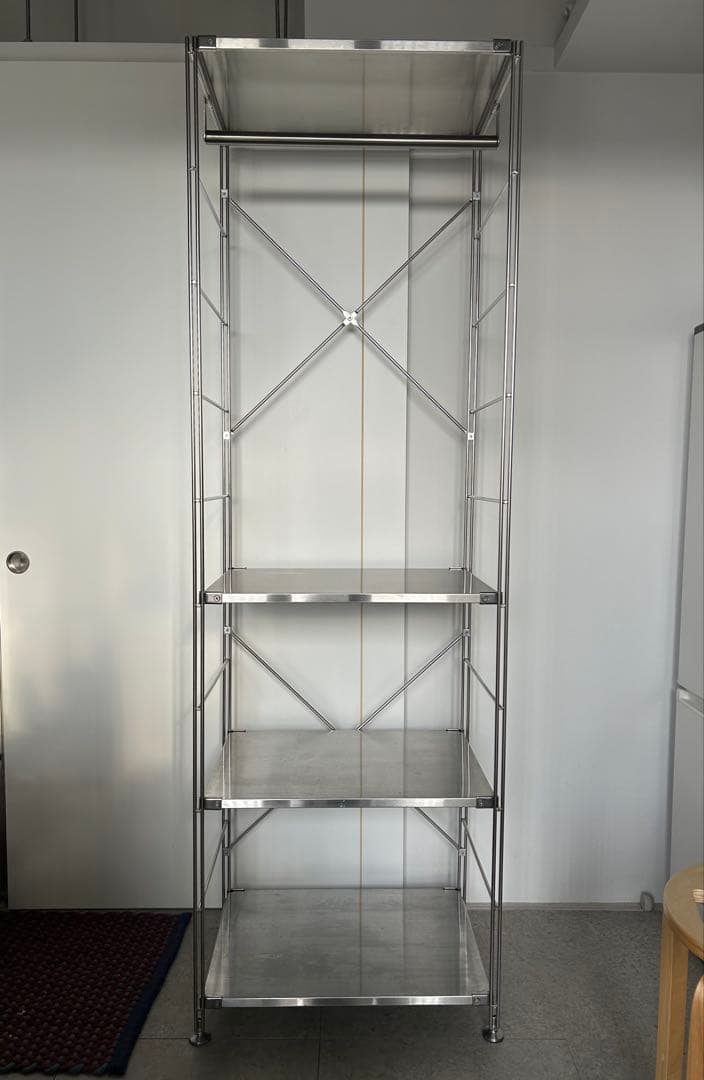 【むさこ様】 無印良品ステンレスユニットシェルフ　大　ワードローブバー付き