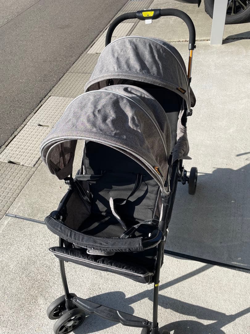 besrey 2人乗りベビーカー グレー