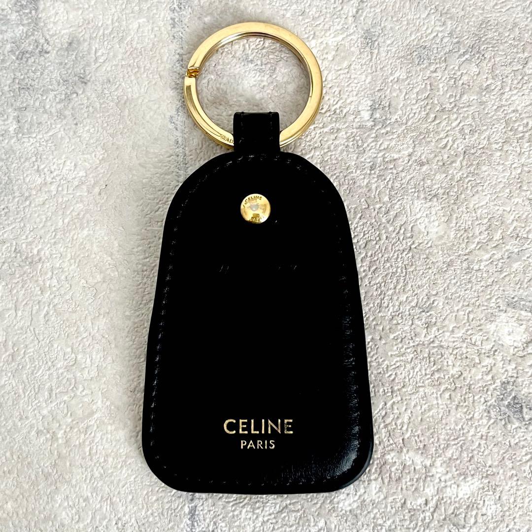 極美品✨CELINE トリオンフキャンバス キーリング ブラック レザー