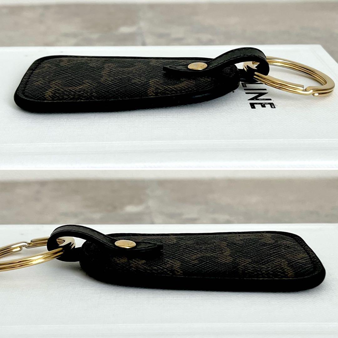 極美品✨CELINE トリオンフキャンバス キーリング ブラック レザー