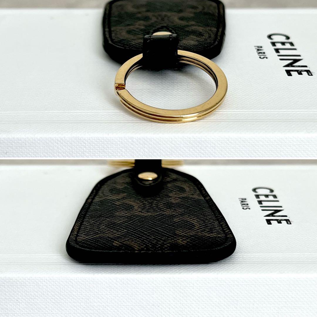 極美品✨CELINE トリオンフキャンバス キーリング ブラック レザー