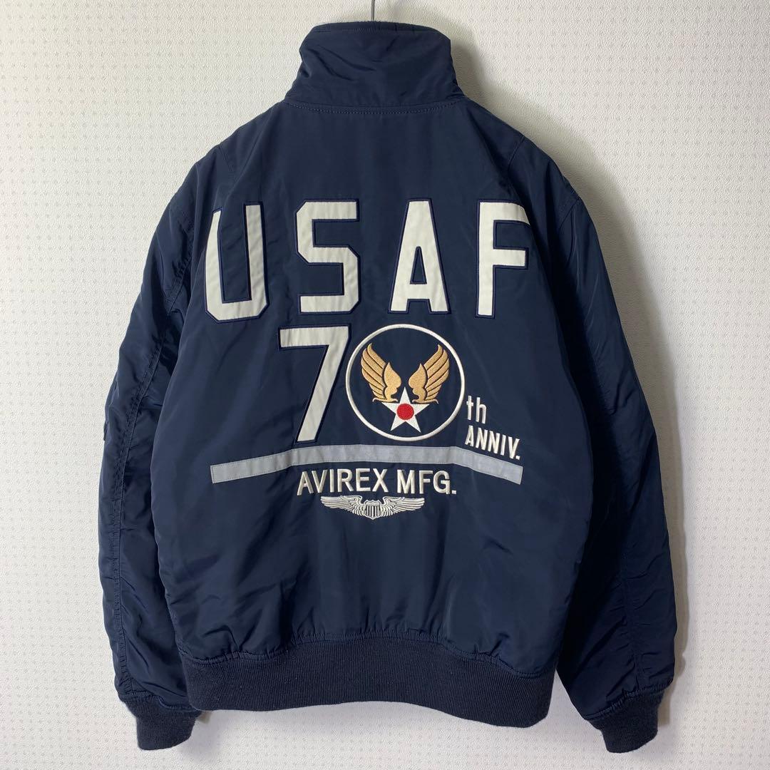 美品 AVIREX アメリカ空軍70周年記念 フライトジャケット MA-1 L