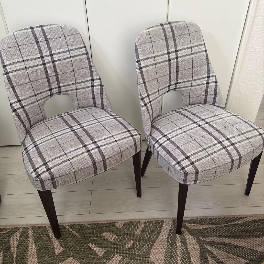 ADCOREチェック柄のモダンな椅子2脚セット