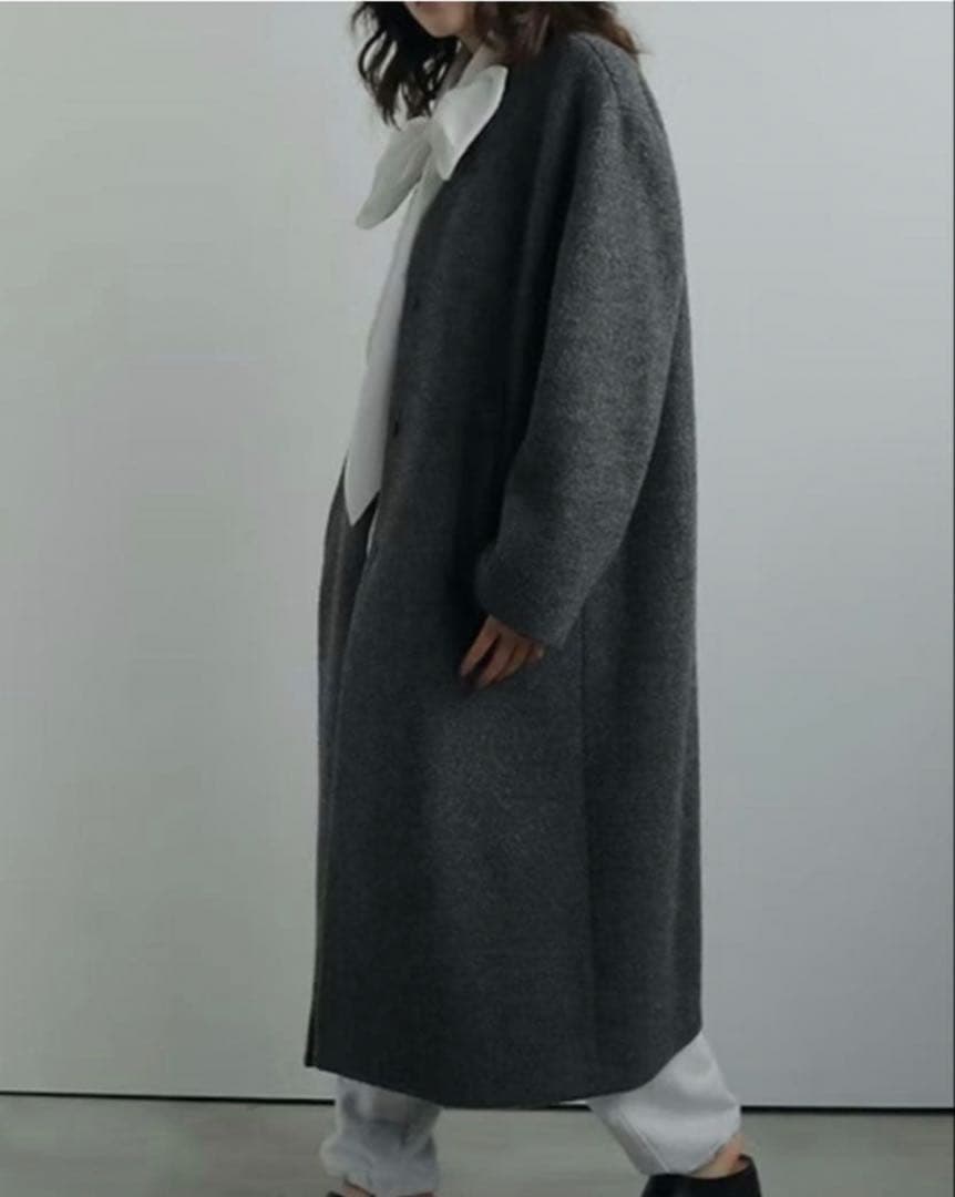 ジャケット・アウター anuke Collarless Cocoon Coat