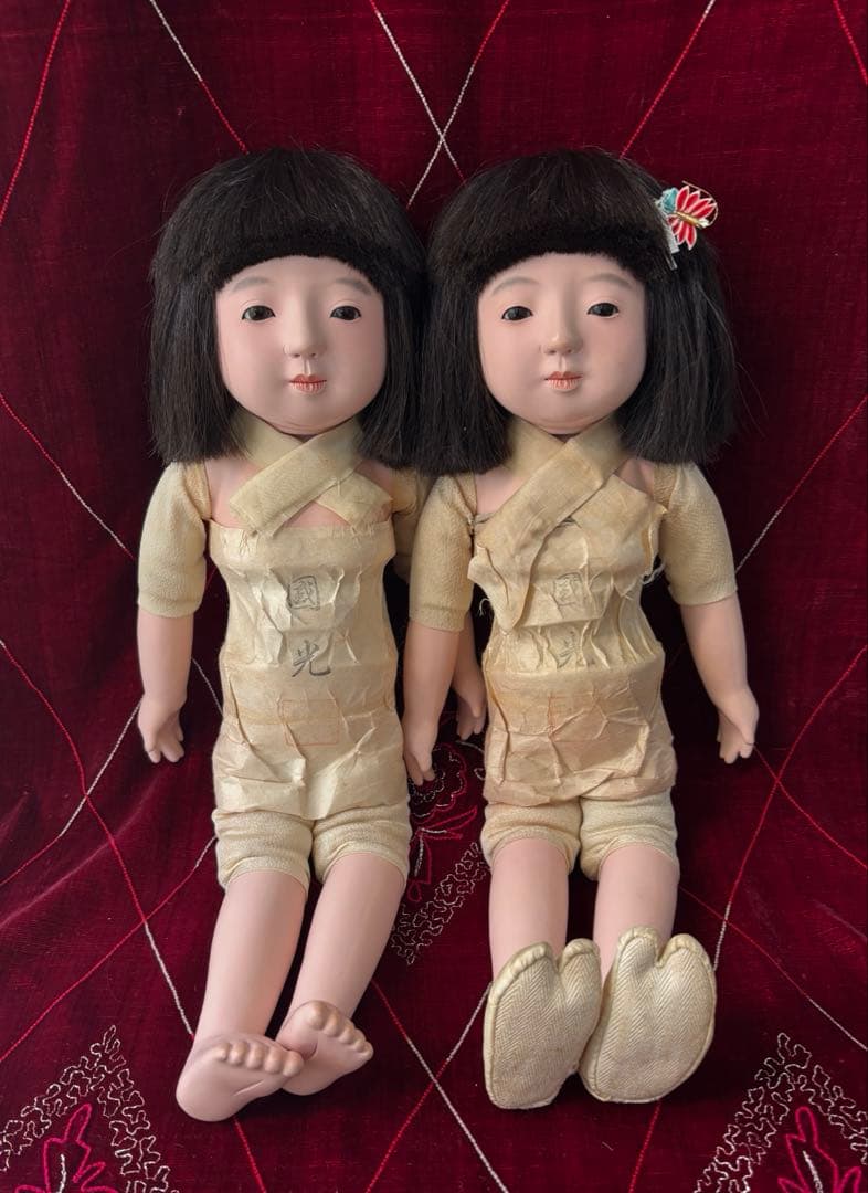 市松人形 國光ペア 日本人形 ビスクドール 和人形 アンティークドール