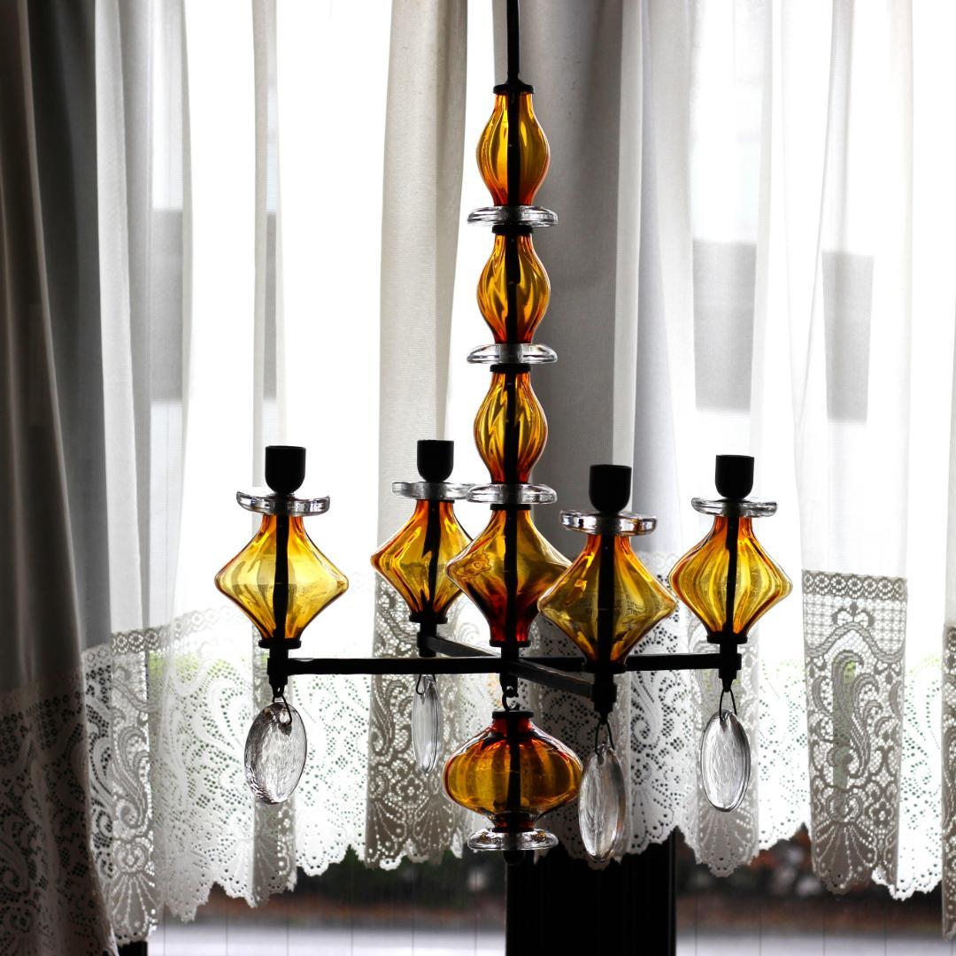 【貴重・美品】Erik Hoglund　エリックホグラン　アンバー シャンデリア