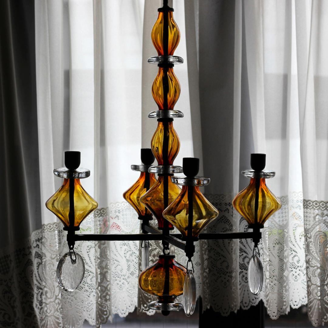 【貴重・美品】Erik Hoglund　エリックホグラン　アンバー シャンデリア