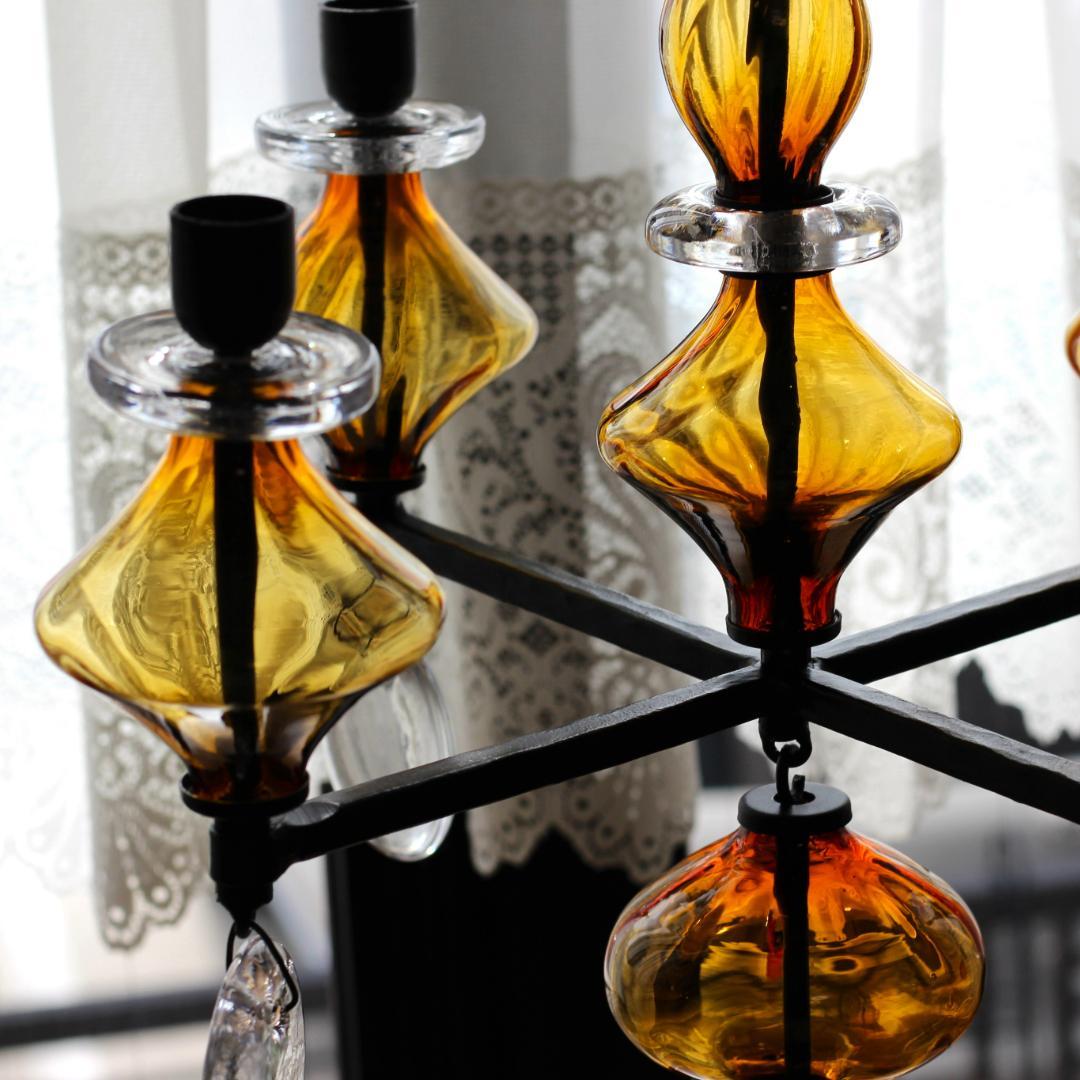 【貴重・美品】Erik Hoglund　エリックホグラン　アンバー シャンデリア