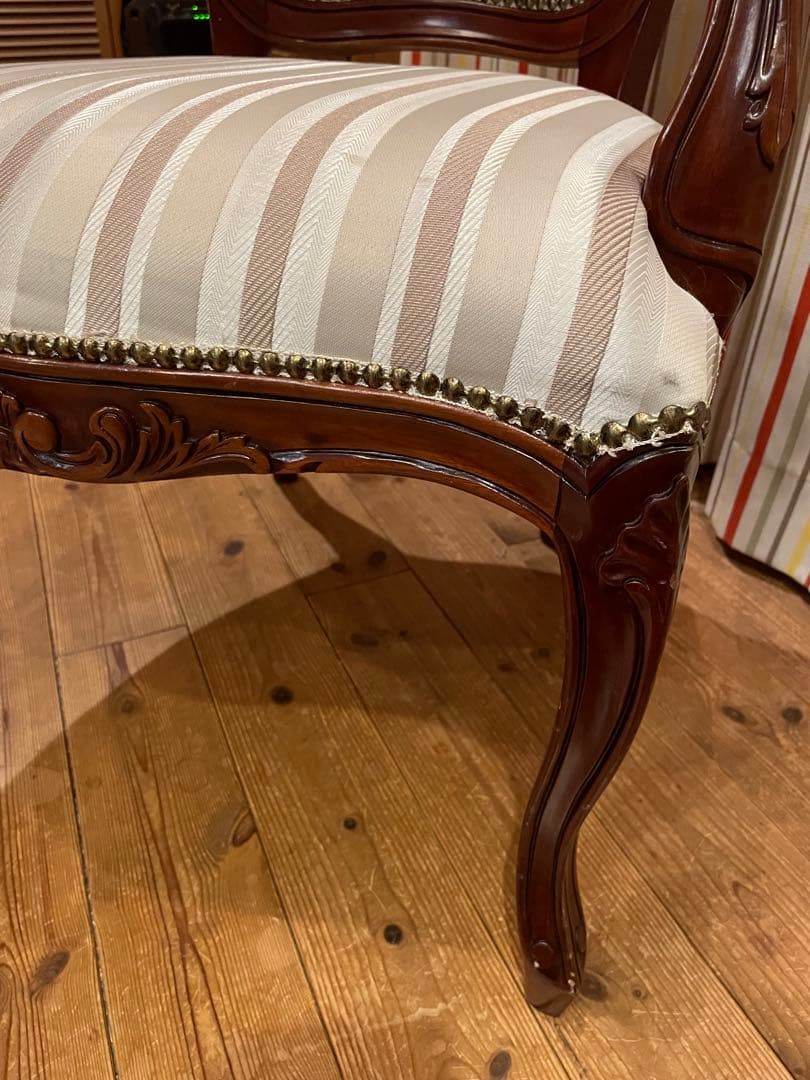 アームチェア　マルシェチェア　ロココ調　アンティーク　猫脚　ダイニングチェア