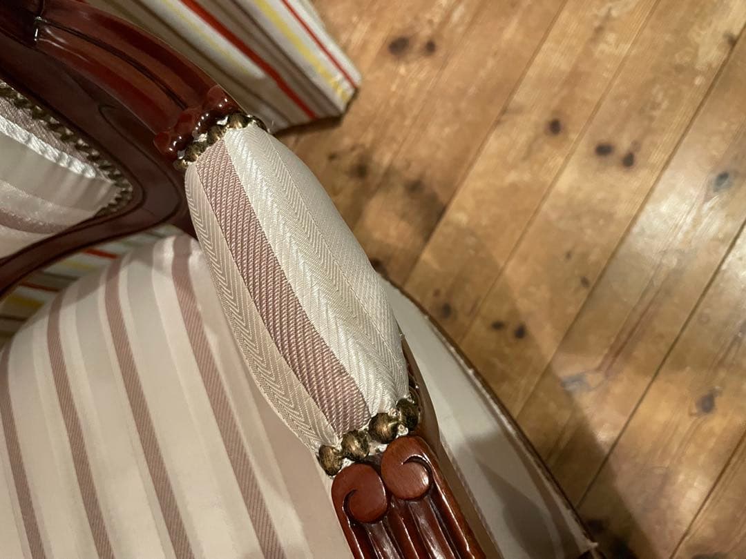 アームチェア　マルシェチェア　ロココ調　アンティーク　猫脚　ダイニングチェア