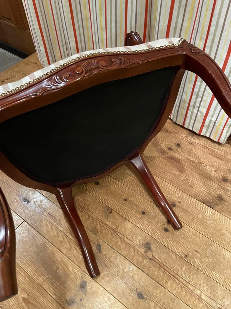 アームチェア　マルシェチェア　ロココ調　アンティーク　猫脚　ダイニングチェア