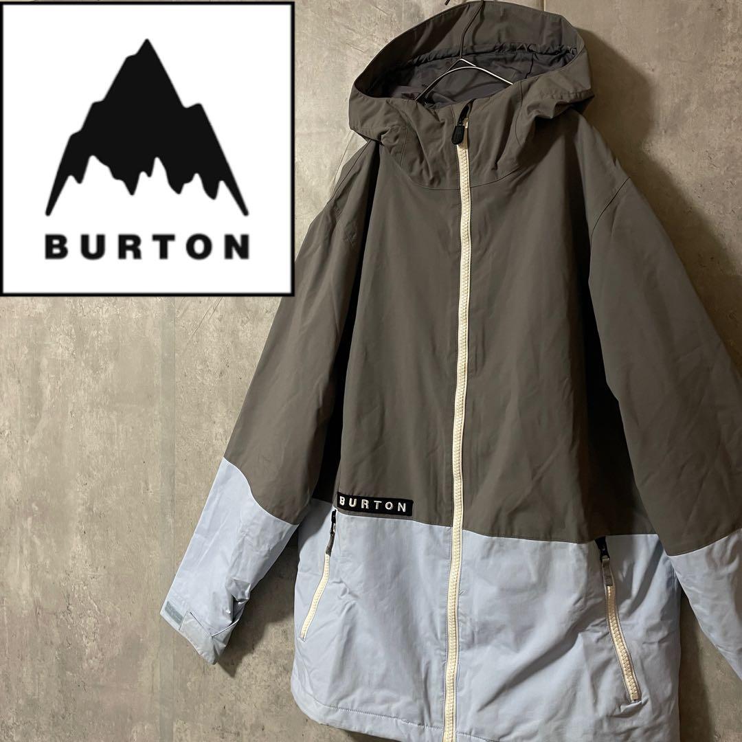 Burtonバートンスキーウェアスノーボードジャケットパーカーフード付グレー水色