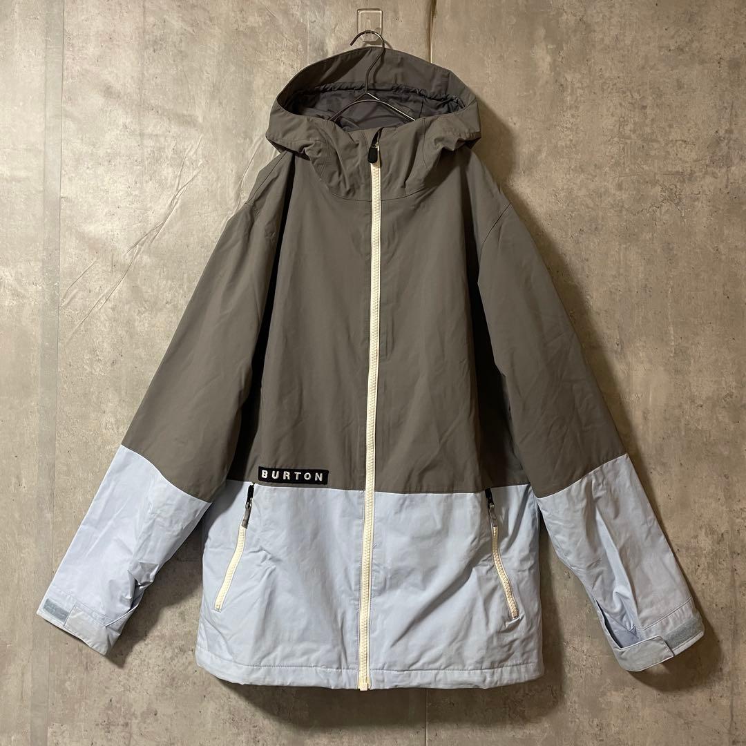 Burtonバートンスキーウェアスノーボードジャケットパーカーフード付グレー水色