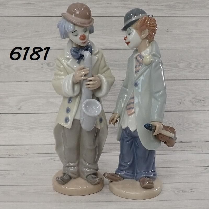 RU-6181リヤドロフィギュリン　ピエロ　2体 サックス　バイオリン音楽隊