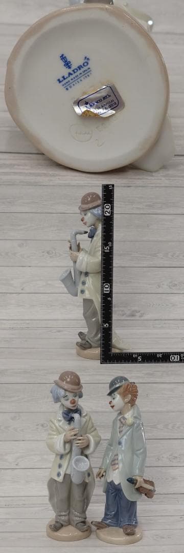 RU-6181リヤドロフィギュリン　ピエロ　2体 サックス　バイオリン音楽隊