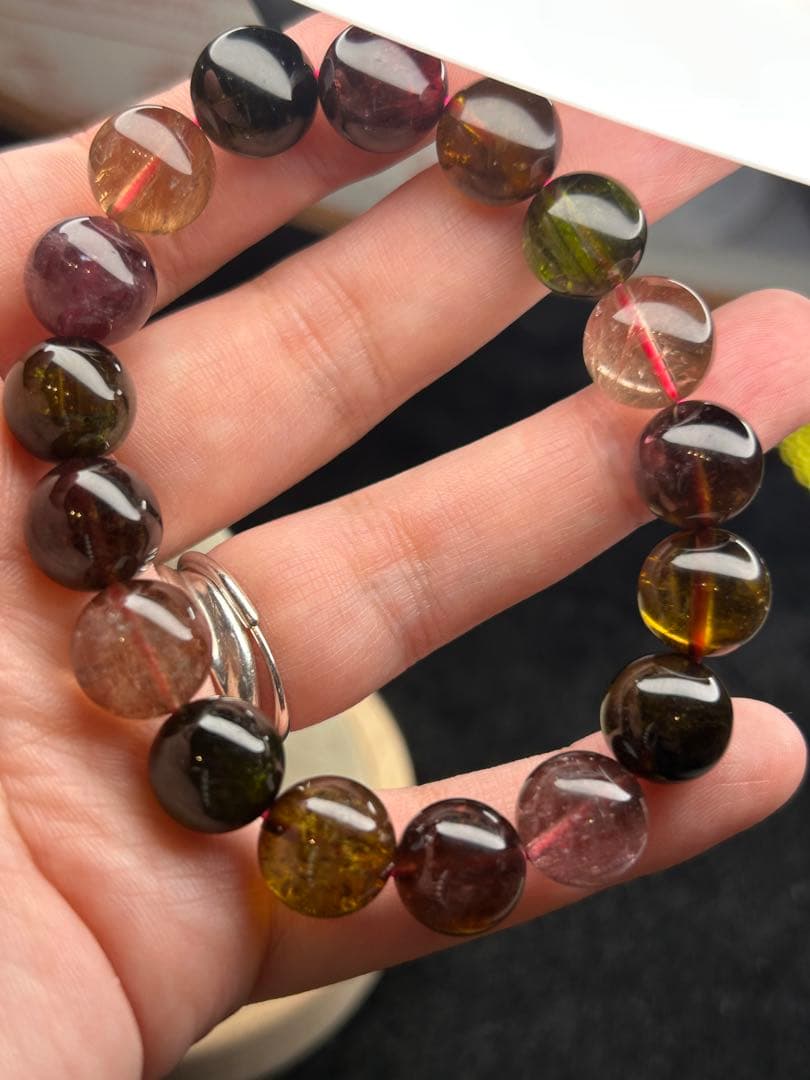 大玉トルマリン ウォーターメロン マルチカラーブレスレット 箱付き