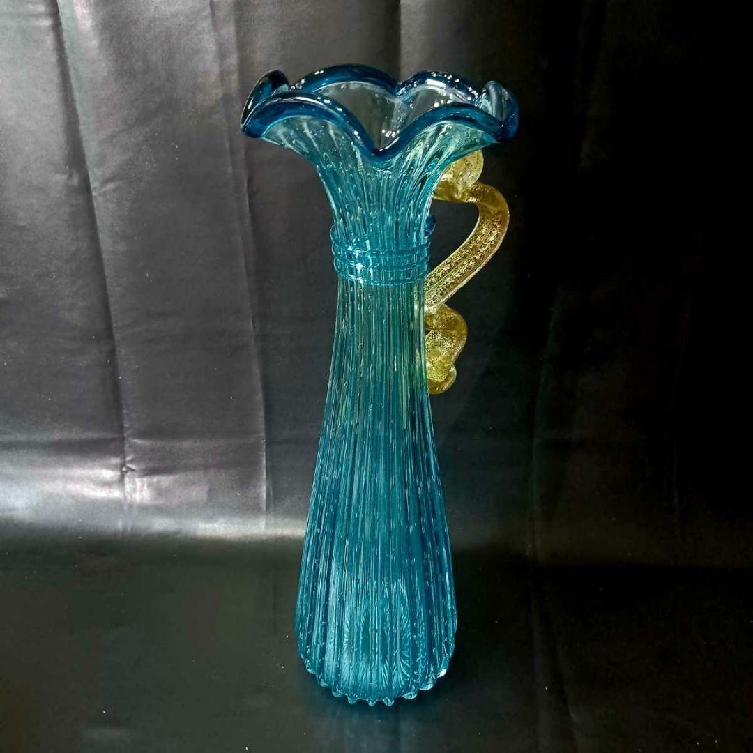 MURANO ムラノ 金彩 コバルトブルー 花器
