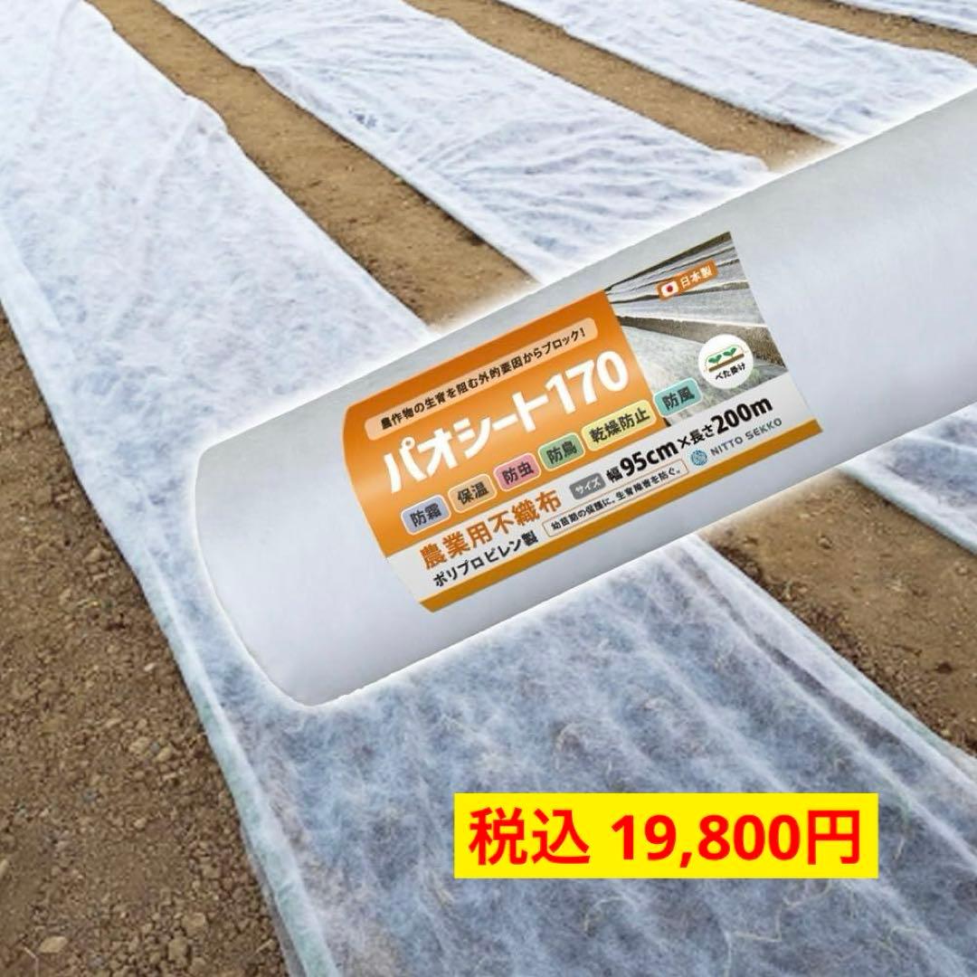 【国産】日本製 農業用シート 園芸用 パオシート170 白 95cm×200m