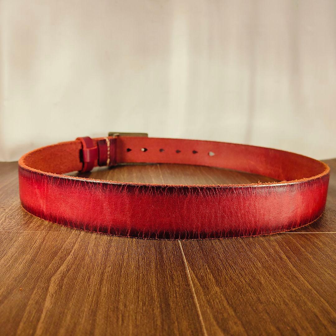 【新品極美品】HRM Hバックル　高級レッドバーガンディドレスベルト 本革正規品