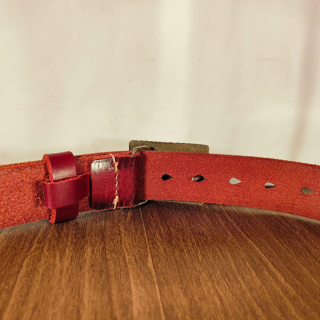 【新品極美品】HRM Hバックル　高級レッドバーガンディドレスベルト 本革正規品