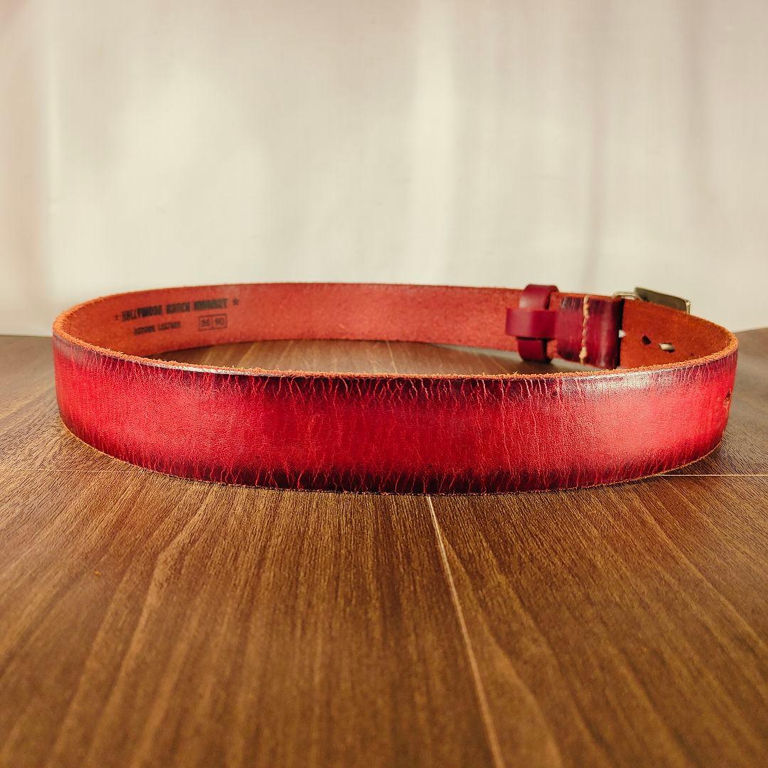 【新品極美品】HRM Hバックル　高級レッドバーガンディドレスベルト 本革正規品