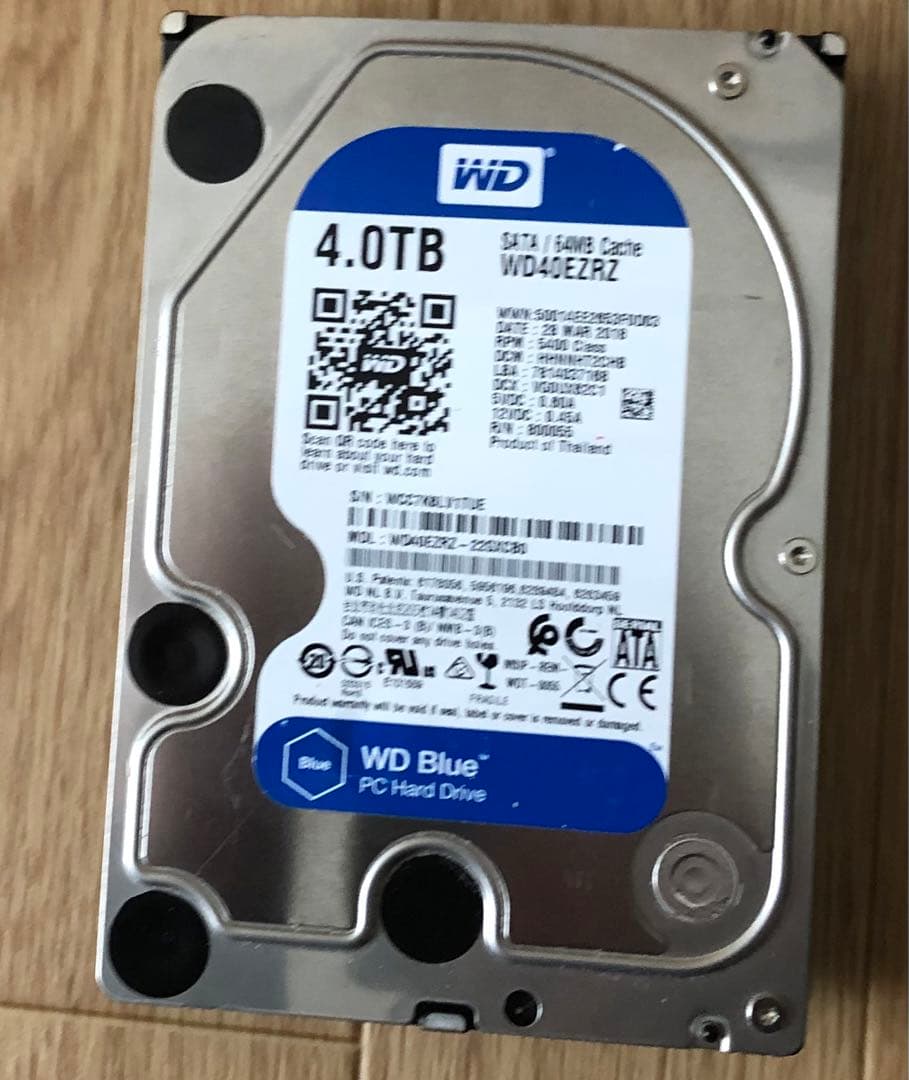 3.5インチ 4TB HDD WD 使用時間 19127h 健康状態　正常