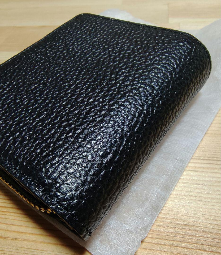 ラシット　ブラック　レザー　コンパクト　二つ折り財布