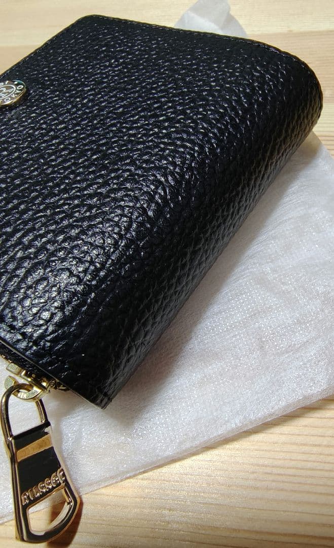 ラシット　ブラック　レザー　コンパクト　二つ折り財布