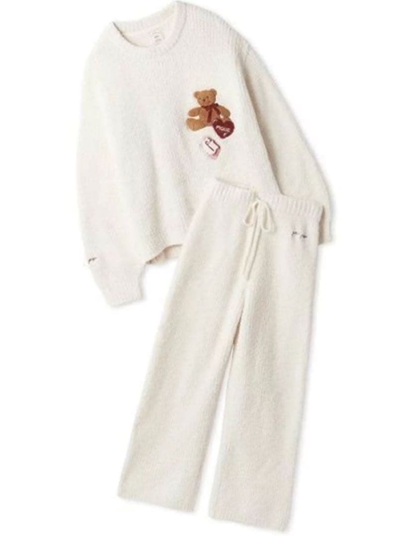 ジェラートピケ♡ベビモコベアさがらプルオーバー＆ロングパンツセット アイボリー