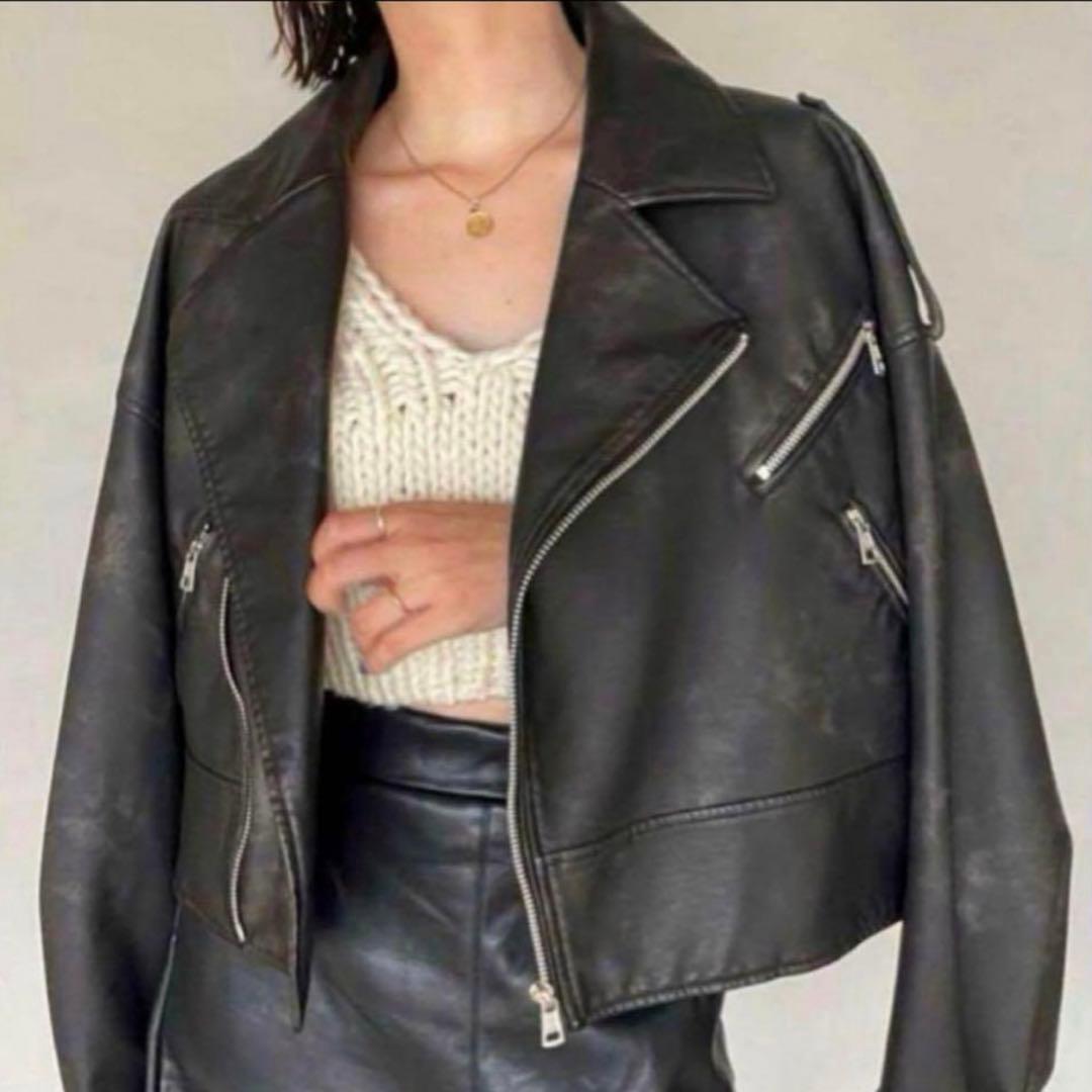 【美品】searoomlynn エコレザー ライダースジャケット short