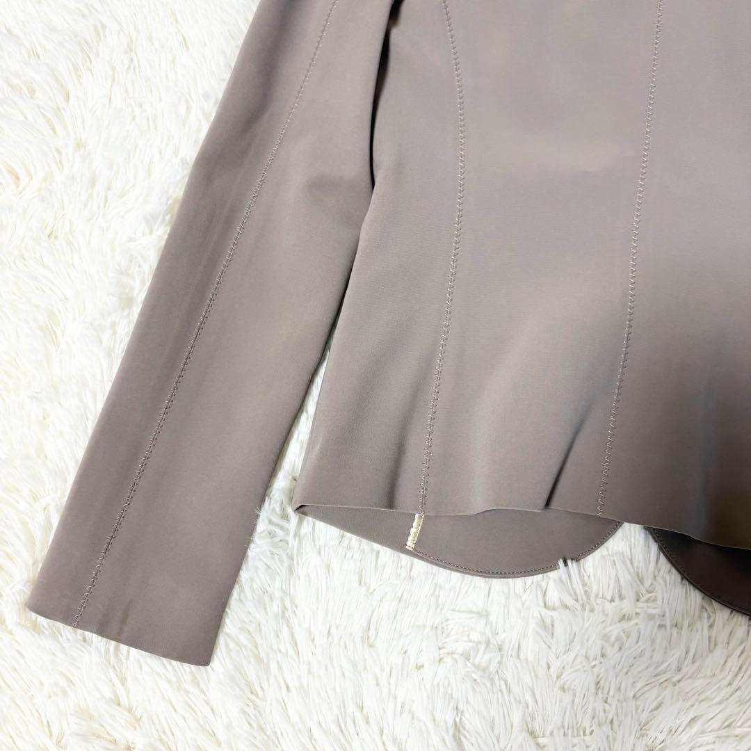 BEIGE, ✨パンツスーツ ノーカラージャケット セットアップ グレージュ 4