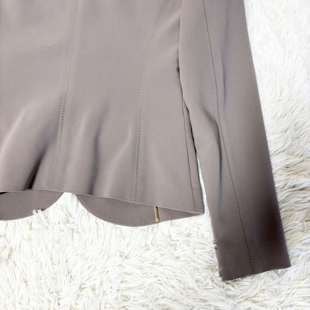 BEIGE, ✨パンツスーツ ノーカラージャケット セットアップ グレージュ 4