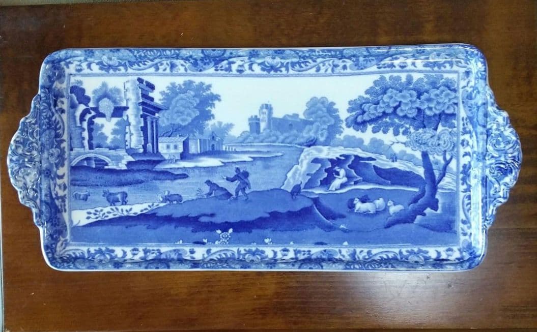 スポード ブルーイタリアン サンドイッチトレイ 長方形皿 アンティーク