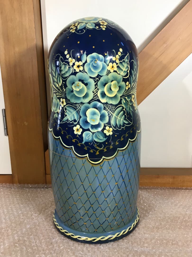 [美品] 希少 手描き青花柄 木製マトリョーシカ 表情違い30体揃い