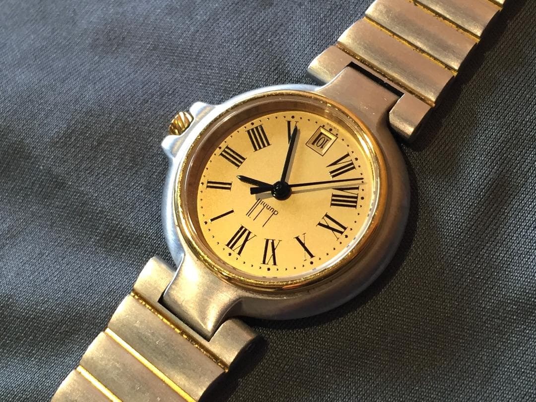 完動美品 dunhill ダンヒル ミレニアム 腕時計 金銀コンビ 電池交換済