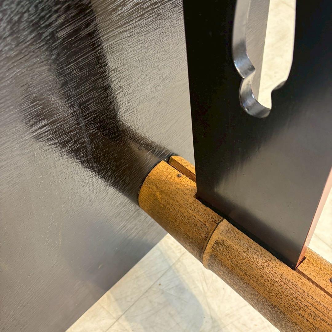 ローテーブル ちゃぶ台　茶室　赤天板　竹脚　和室　ローテーブル