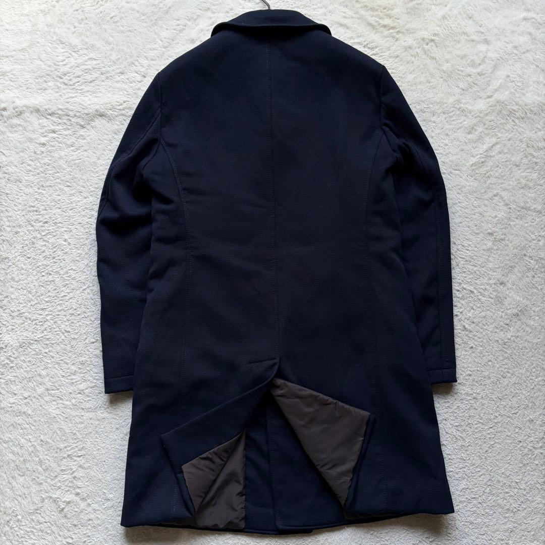 【美品】アルマーニコレツォーニ チェスターコート 中綿入り ネイビー XL 希少