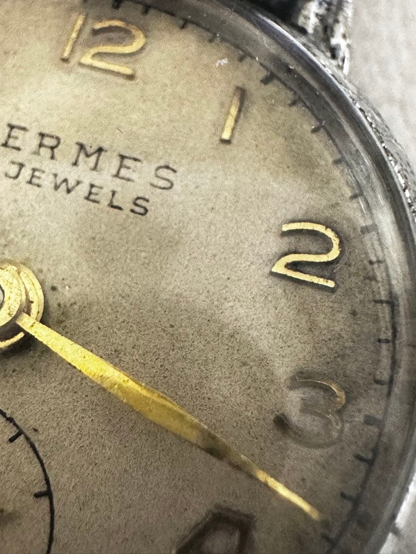 オリジナルヴィンテージ エルメス 手巻き腕時計 ランニングウォッチ15石 稼働品