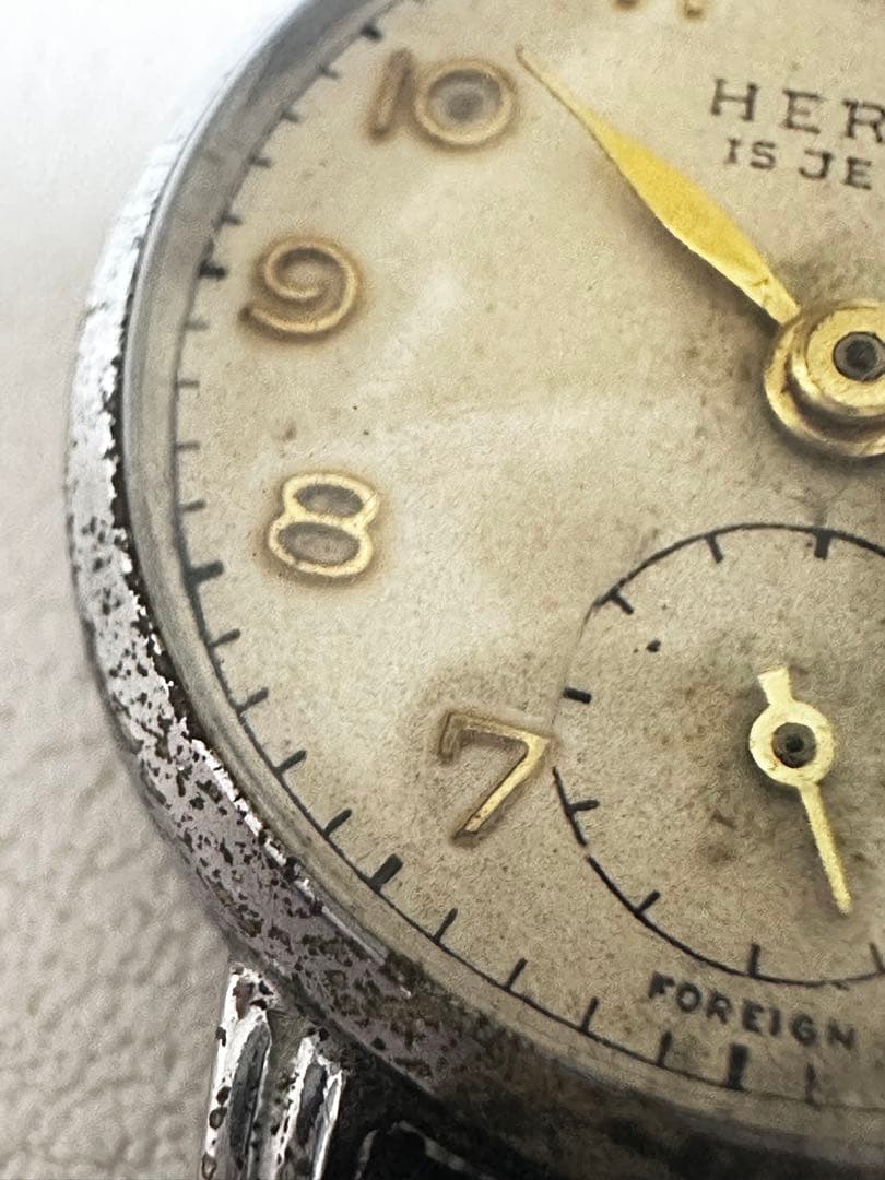 オリジナルヴィンテージ エルメス 手巻き腕時計 ランニングウォッチ15石 稼働品