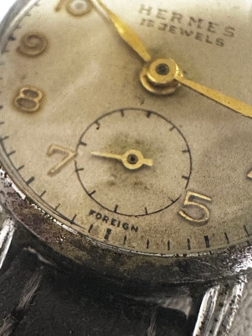 オリジナルヴィンテージ エルメス 手巻き腕時計 ランニングウォッチ15石 稼働品