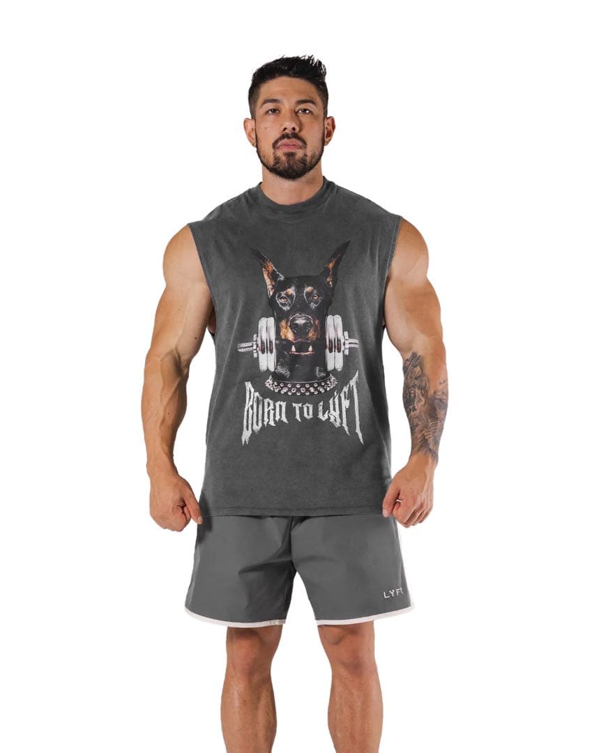 【美品】LYFT タンクトップ ノースリーブ ドーベルマン D.Grey M