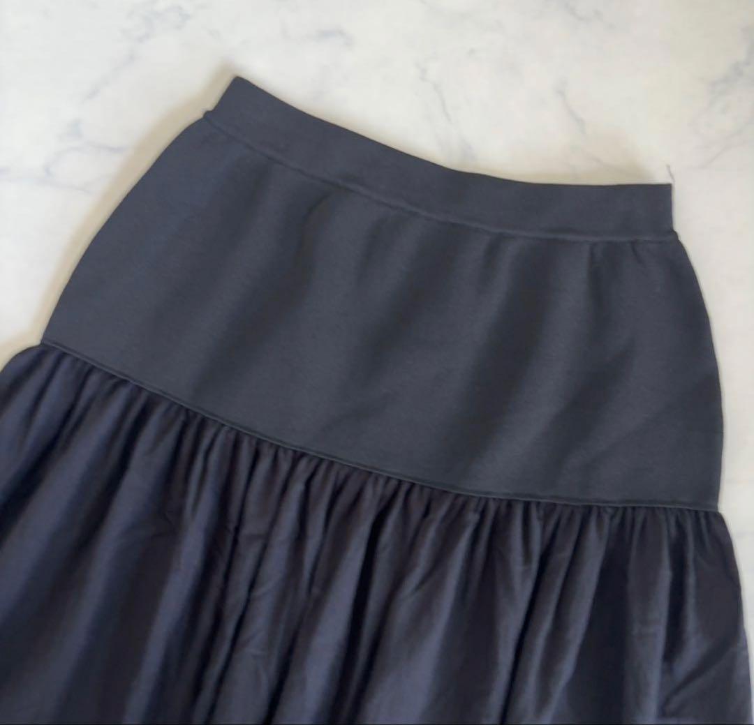 ビアズリー　ウエストニットギャザースカート　ブラック　2024AW