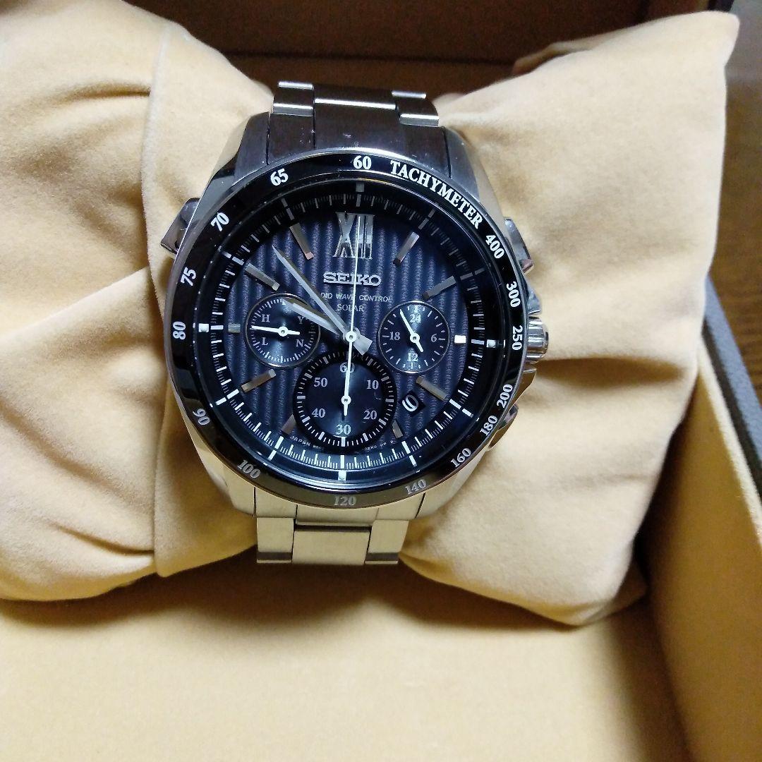 SEIKO ブライツ ソーラー ラジオウエーブ クロノグラフ ブラック 8B82