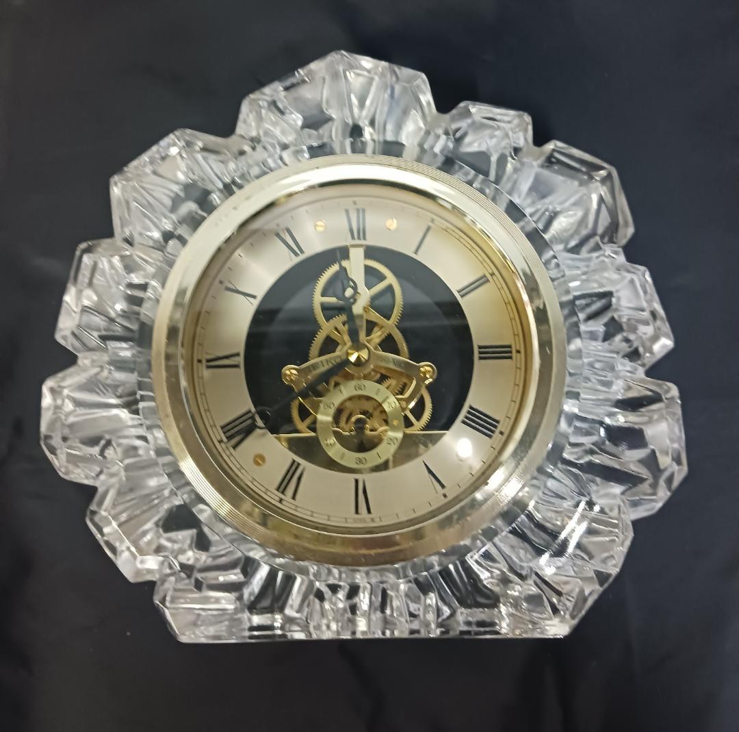 セイコーガラス置時計 AW510S 動作確認済み クリスタルガラス 昭和レトロ